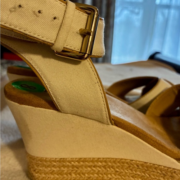 White Mountain “Banjo” 8M Cream Natural Espadrille Wedge Sandals w/Ankle Strap - Picture 5 of 9